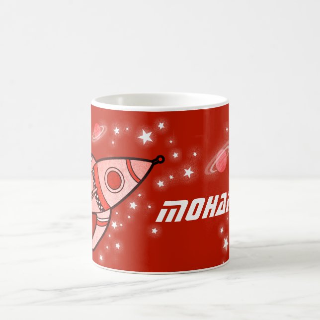 your name (8 letter) space red kids mug (Center)