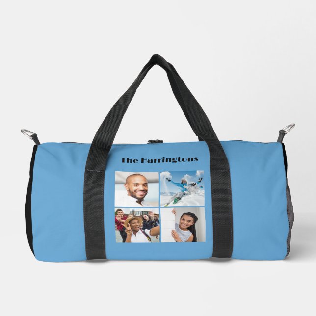 Your Name & 8 Photos Custom Colour Duffle Bag (Front)