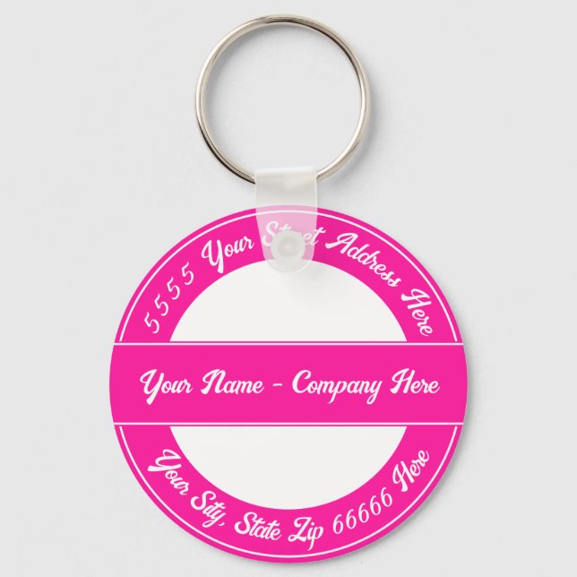 Your Name Address Custom Font and Colours Keychain (Front)