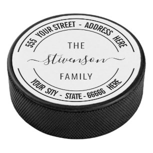 Your Name Address or Custom Text Personalized Hockey Puck