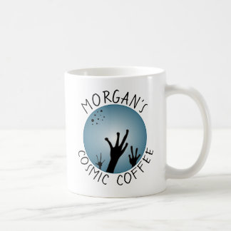 Your Name Alien Hands Sci Fi Black Blue ET Cosmic Coffee Mug