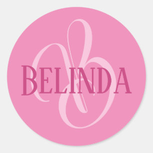 Your Name and Initial Pink Classic Round Sticker
