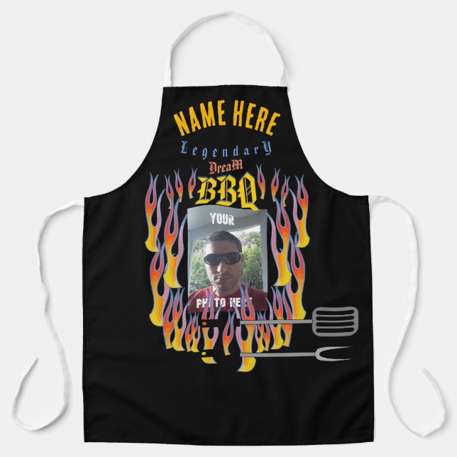 YOUR NAME and PHOTO BBQ Apron (Front)