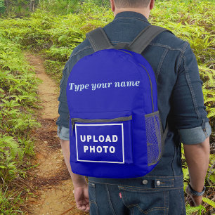 Your Name and Photo on Blue Backpack
