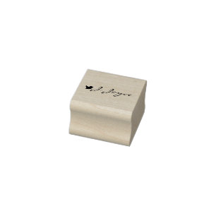 Your name and side logo custom script signature rubber stamp