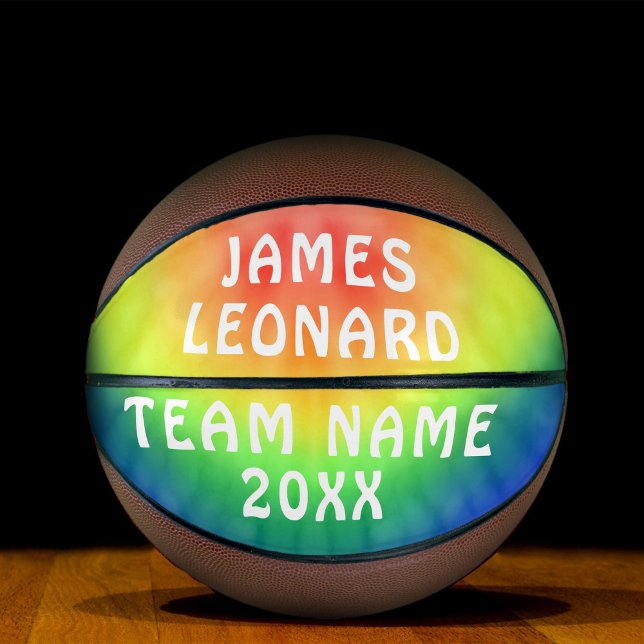 Your Name and Team Tie Dye Personalised Basketball (Creator Uploaded)