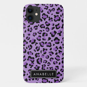 Your Name - Animal Print, Spotted Leopard - Purple Case-Mate iPhone Case