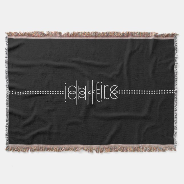 Your Name as Alien Glyphs Unique Black Throw Blanket (Front)