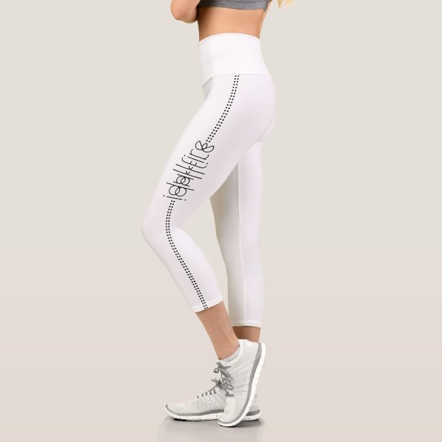 Your Name as Alien Glyphs Unique White Capri Leggings (Left)