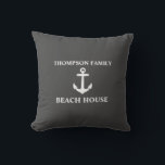 Your Name Beach House Anchor Grey Cushion<br><div class="desc">Your Name Beach House Anchor Grey Throw Pillow Cushion.</div>