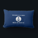 Your Name Beach House Rope & Anchor Blue Lumbar Cushion<br><div class="desc">Your Name Beach House Rope & Anchor Blue Lumbar Pillow Cushion.</div>