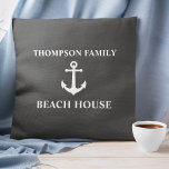 Your Name Beach House Vintage Anchor Ash Gray Cushion<br><div class="desc">Your Name Beach House Vintage Anchor Ash Gray Throw Pillow Cushion.</div>
