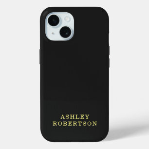 Your Name Black Professional Stylish Minimalist iPhone 15 Case