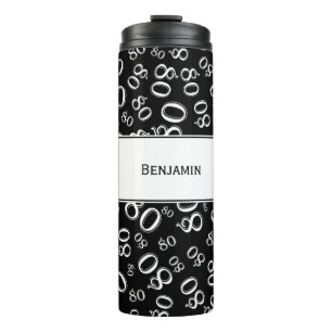 Your Name - Black/White Number 80 Random Pattern Thermal Tumbler