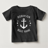 Your Name & Boat Vintage Anchor Stars Black White