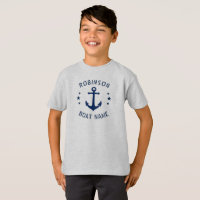 Your Name & Boat Vintage Anchor Stars Blue & Grey