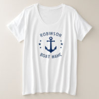 Your Name & Boat Vintage Anchor Stars Blue & White