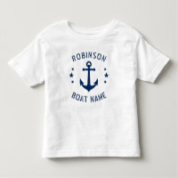 Your Name & Boat Vintage Anchor Stars Blue & White