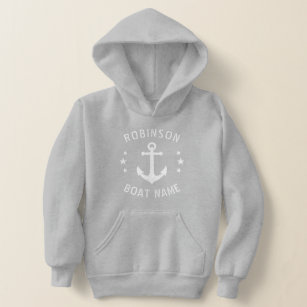 Your Name & Boat Vintage Anchor Stars Grey & White