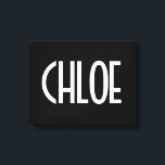 Your Name, Bold White Text | Black Canvas Print<br><div class="desc">Eye-catching and modern.</div>