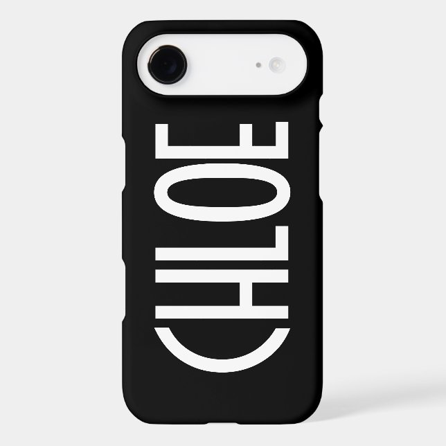 Your Name, Bold White Text | Black Case-Mate iPhone Case (Back)