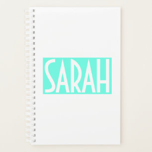 Your Name Bold White Text on Bright Aqua Planner
