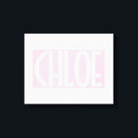 Your Name | Bold White Text on Light Pink Canvas Print<br><div class="desc">Eye-catching and modern.</div>