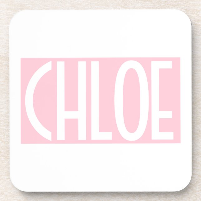 Your Name | Bold White Text on Light Pink Coaster (Front)