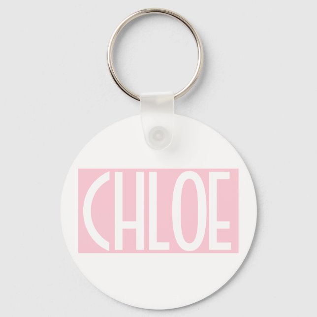 Your Name | Bold White Text on Light Pink Key Ring (Front)