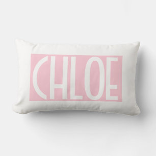 Your Name   Bold White Text on Light Pink Lumbar Cushion
