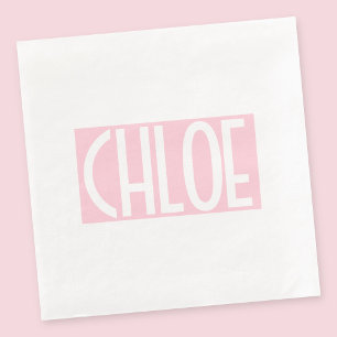 Your Name Bold White Text on Light Pink Napkin