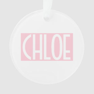 Your Name   Bold White Text on Light Pink Ornament