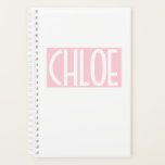 Your Name | Bold White Text on Light Pink Planner<br><div class="desc">Eye-catching and modern.</div>