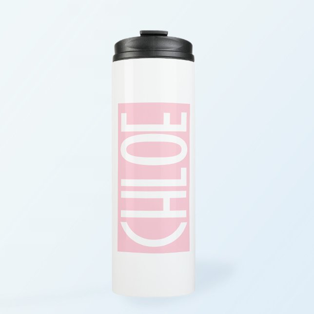 Your Name | Bold White Text on Light Pink Thermal Tumbler (Creator Uploaded)