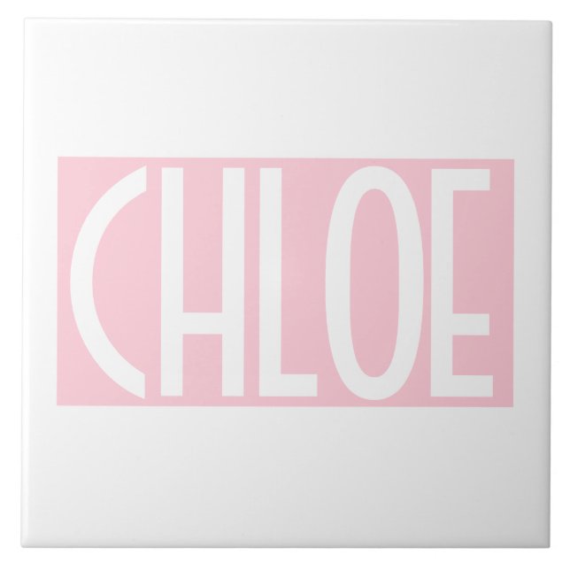 Your Name | Bold White Text on Light Pink Tile (Front)