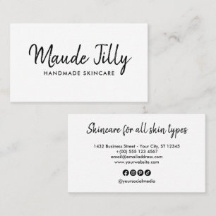 Your Name Brush Script Black White Business Card