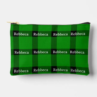 Your Name Buffalo Plaid Accessory Pouch