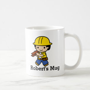 Your Name Builder Boy in Yellow Hard Hat Coffee Mug