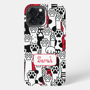Your Name can be Featured on a Fun Cat Paw Pattern iPhone 13 Pro Max Case