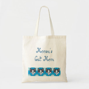 Your Name Cat Mum Playful Cat Circle Pattern  Tote Bag