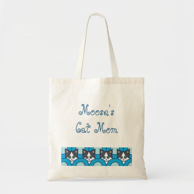 Your Name Cat Mum Playful Cat Circle Pattern  Tote Bag (Front)