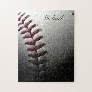 Your Name Close-up Baseball - Sports Art Jigsaw Puzzle
