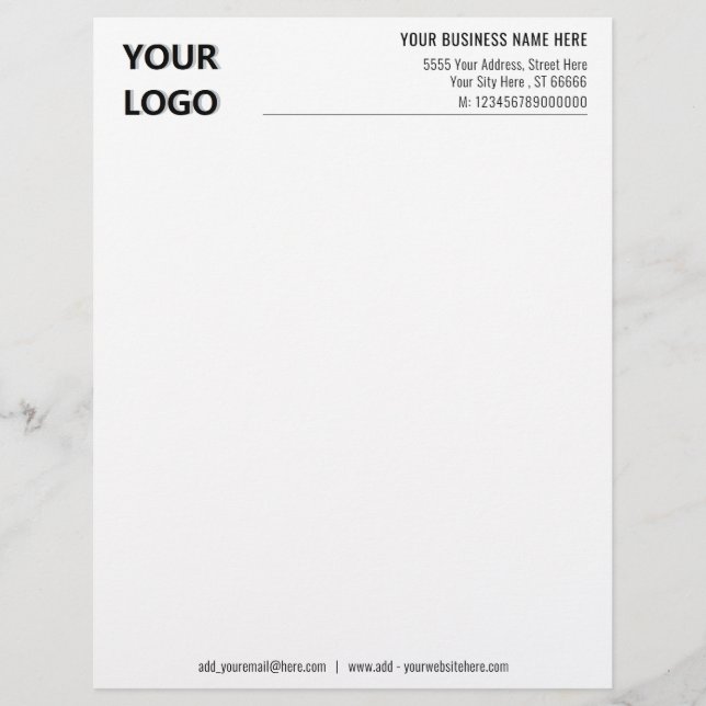 Your Name Company Logo Personalised Letterhead (Front)