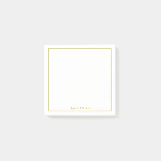Your Name Corporate Minimalist Gold/White Post-it Notes