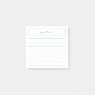 Your Name Corporate Minimalist Teal/White Lined Post-it Notes