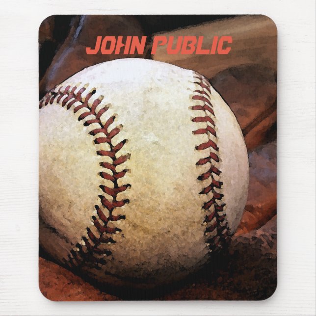 Your Name Custom Baseball Artwork Mouse Pad (Front)