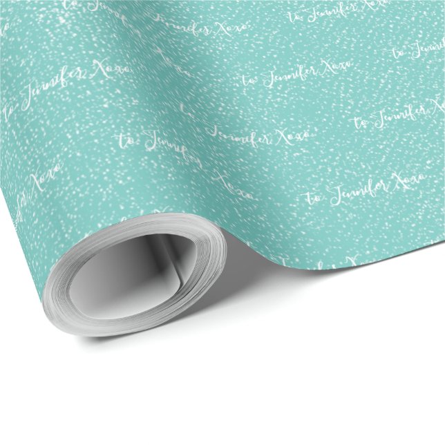 Your Name Custom Modern Distressed Teal Wrapping Paper (Roll Corner)