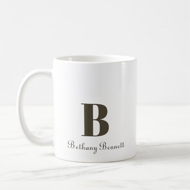 Your Name Custom Monogram Coffee Mug (Left)