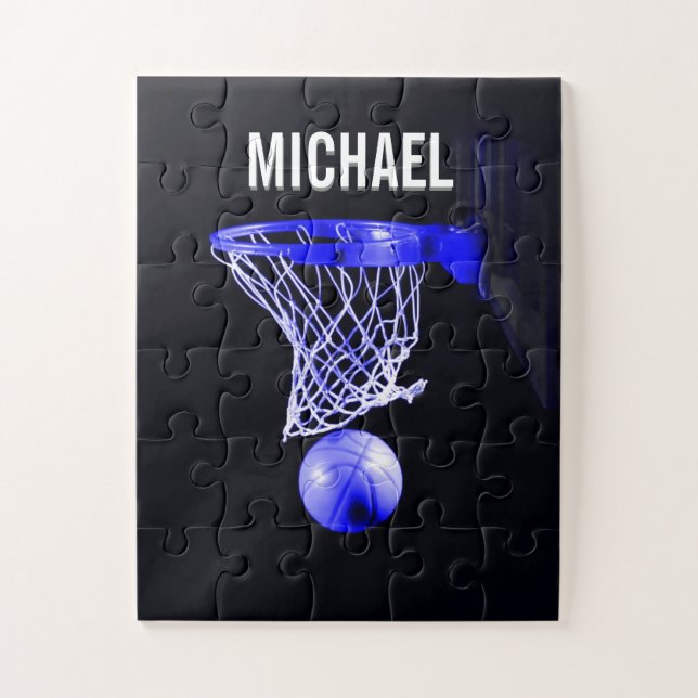 Your Name Customisable Basketball Artwork Jigsaw Puzzle (Vertical)
