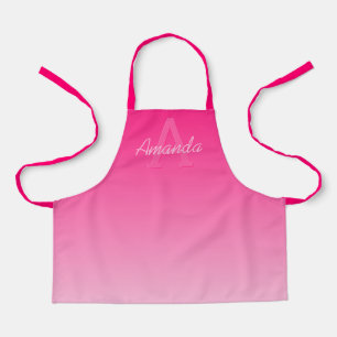 Your Name Cute Customisable Pink Ombre & Monogram Apron